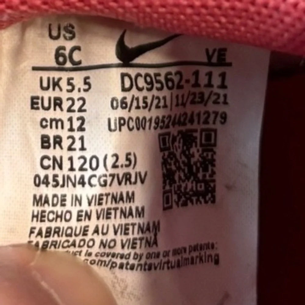 Nike Dunk Low Toddler Sneakers Gypsy Rose Pink White Leather Shoes‎ Size 6C VGUC
